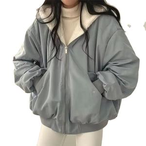 Parkas d'hiver épaisses et chaudes pour femmes Manteaux à capuche double face Fashion Ladies Casual Loose Jackets Female Zip up Outerwear - Product Image 1