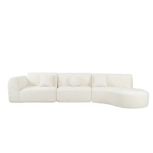 Divano Sezionale Curvo Moderno da 140 Pollici, Set da 3 Pezzi Completamente Assemblato con Chaise Longue in Spugna ad Alta Compressione per Soggiorno - Product Image 6