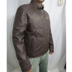 Blouson de moto unisexe personnalisé en cuir de vachette marron vintage avec protections CE amovibles, thermique, respirant, grandes tailles - Product Image 4