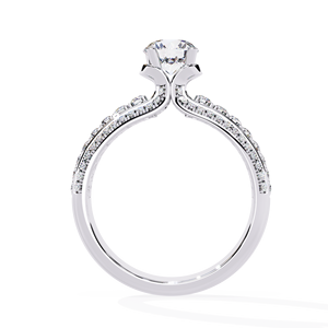 Bague de fiançailles en platine pour femme avec diamant rond brillant et diamants naturels sur les côtés, style classique, certifiée GIA - Product Image 4