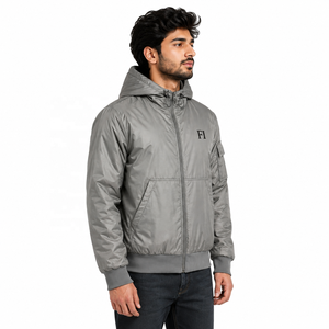 Men's Nylon Hooded Puffer Hoodies Warm Winter <b>Zip</b> <b>Up</b> Outerwear Insulated Bomber Coat With Pocket OEM Custom Men's <b>Jackets</b> USA - Product Image 2