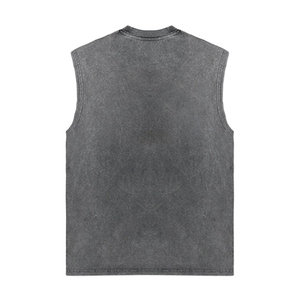 Débardeur sans manches gris pour homme, qualité supérieure, col rond, tricoté, style décontracté uni, avec logo et design personnalisés - Product Image 1
