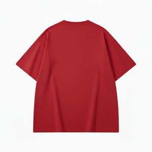 เสื้อยืดคอกลมผู้ชายผ้าฝ้าย 100% แบบสั่งทำพิเศษ คุณภาพสูง สีแดงล้วน พิมพ์ลาย ดีไซน์เรียบง่าย ความยาวปกติ - Product Image 2