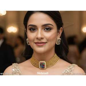 ชุดสร้อยคอแบบอินเดียดั้งเดิม เครื่องประดับชาติพันธุ์สำหรับเจ้าสาว ดีไซน์หรูหราโดดเด่น เหมาะสำหรับงานแต่งงาน งานเทศกาล งานปาร์ตี้ หรือเป็นของขวัญ - Product Image 2