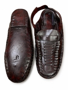 Sandales décontractées marron en cuir véritable tressé à la main, style marche, à bout ouvert, à enfiler, pour l'été et l'hiver - Product Image 3
