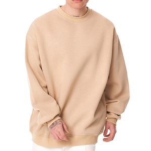 Sweat-shirt à capuche surdimensionné 100% coton léger, doux et confortable, col rond pour homme en couleur beige, broderie personnalisée - Product Image 3