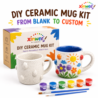 Kit Lukis Mug Keramik Bentuk Hati DIY Desain Hewan/Kartun Set Kerajinan Seni Personalisasi Mug Batu Berbintik Tren TikTok