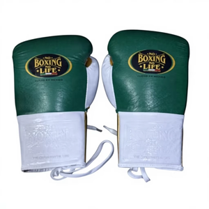 No Boxing No Life Boxing Gloves Green Gold <b>White</b> <b>Lace</b>-Up PU Leather Breathable Training Gear for Adults - Product Image 4