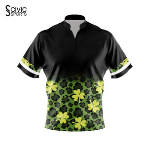 Custom Logo Breathable Lightweight Short Sleeve 100% Polyester Jersey for Men <b>Bowling</b> Team Services - Product Image 5