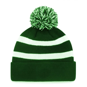 Bonnet en tricot unisexe noir et blanc à rayures brodées et strass, avec pompon, respirant et imperméable, pour adultes, usage décontracté - Product Image 3