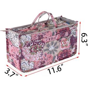 Organizer per Borsa da Donna ad Alta Capacità con 13 Tasche e Manico, Stampa Peonia, Organizer Interno per Borsetta - Product Image 3