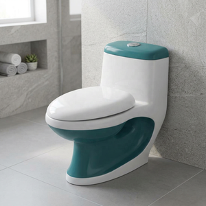 WC monobloc en céramique gris moderne à siphon intégré, à poser au sol, pour installations de salle de bain haut de gamme - Product Image 2