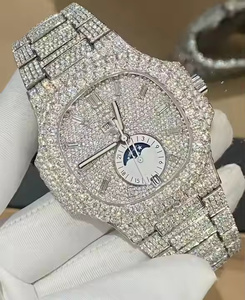 Montre à quartz élégante pour homme, sertie de diamants Moissanite, montre-bracelet haut de gamme pour homme, élégante avec diamants Moissanite - Product Image 4