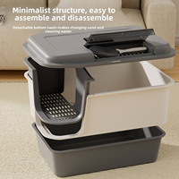 Bac à litière pour chat extra-large entièrement fermé avec une capacité de 120 L, anti-odeur, désodorisant, en polypropylène, design anti-éclaboussures