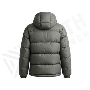 Hooded Quilted Waterproof <b>Bubble</b> Jacket Black Full Sleeve Winter Windproof Cotton Shell Knitted Fabric Polyester Filling Stand - Product Image 2