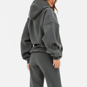 Sweat-shirt à capuche oversize pour femme PENTO INDUSTRY, couleur unie, épaules tombantes, manches longues, en molleton de coton anti-boulochage, pour l'hiver - Product Image 1