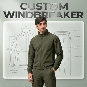 Custom <b>Men</b> Nylon Windbreaker Jacket Shorts Set <b>Hoodie</b> Sportswear Lightweight Windproof <b>Running</b> Training Streetwear - Product Image 1
