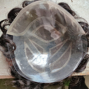 Tupé de pelo humano Remy indio natural al por mayor, pelo virgen rizado sin desprendimiento con técnica de PU para mono suizo, modelo de seda para mí - Product Image 2