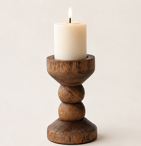 Handcrafted Rustic Wooden Pillar Candle Holder Solid Mango Wood Candlestick Stand For Home Decor Wedding Table Centerpieces - Product Image 1