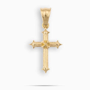 Pendentif croix classique en or uni |   Charme en forme de croix chrétienne polie |   Pendentif de collier religieux en acier inoxydable - Product Image 1