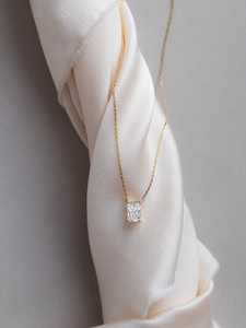 Collar con colgante de diamante de laboratorio de corte radiante de lujo, cadena solitaria de oro macizo, joyería al por mayor - Product Image 2