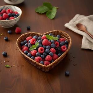 Cesta de Mimbre en Forma de Corazón Romántico, Perfecta para Decoración de Mesa, Presentación de Postres y Base para Cestas de Regalo de Aniversario - Product Image 1