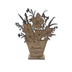 Bouquet de fleurs de table à cadre en bois rustique fait à la main cadeau d'anniversaire et de fête des mères personnalisé pour la fête des femmes - Product Image 3