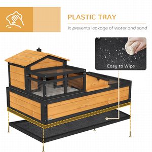 Casa gialla dell'habitat di tartaruga di 3 stanze 44 \ "X 25.5 \" X 25 \ "2 piani con balcone per cabine e camere da giardino - Product Image 6