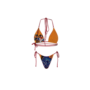 Bikini con Cuentas para Mujer, con Cuello Halter y Tanga de Color Sólido con Cordón Ajustable, Conjunto de Dos Piezas, Traje de Baño de Alta Calidad para Mujer - Product Image 4