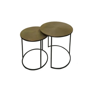 Industrial Metal Nesting <b>Table</b> With Marble Top <b>Rustic</b> Finish Strong Frame Versatile Use Living Bedroom Office Spaces - Product Image 6