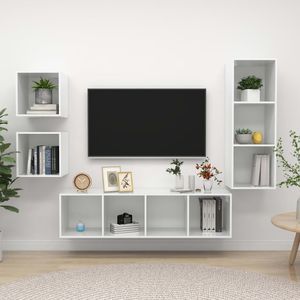 4 pezzi di alta lucentezza bianco ingegnerizzato legno TV Set elegante TV stand - Product Image 1