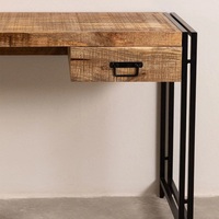 Bureau industriel Vandana Hexa Ultra en métal avec plateau en bois massif