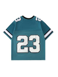 Maillot de football américain pour homme, vert sarcelle, numéro 23, en twill, col en V, manches courtes, coupe classique, respirant, en polyester - Product Image 2