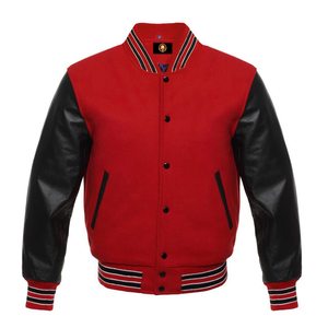Veste universitaire en laine pour homme avec logo personnalisé, manches marron beige, col montant, fermeture éclair, manteau d'hiver décontracté respirant - Product Image 5