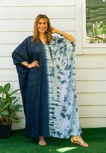 Women's Plus Size Boho Casual <b>Kaftan</b> Dresses Tie Dye V-Neck Tassel Slit Ankle-Length Straight Silhouette <b>Summer</b> Beach Cover ODM - Product Image 3