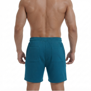 Men's Sea Blue Oxford Fabric 100% Cotton Athletic Workout Shorts <b>High</b> Waist Zipper Fly Pockets Board Shorts Style Waterproof - Product Image 2
