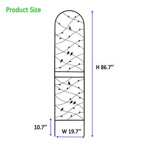 Set di 4 Tralicci da Giardino in Metallo Nero Antiruggine 220 cm x 50 cm, Supporto per Fiori da Esterno, Decorazione per Uccelli, Traliccio per Piante Rampicanti - Product Image 5