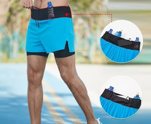 Men's High Street Double <b>Layer</b> Breathable Eco-Friendly Polyester/Mesh Fitness Gym Training Sports Shorts Quick Dry Workout - Product Image 5