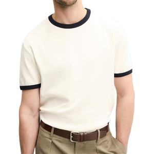 Camisetas de hombre MOQ bajo Ropa personalizada Camiseta clásica de timbre para hombre Fabricante directo Camisetas lisas de timbre para hombre al por mayor - Product Image 1