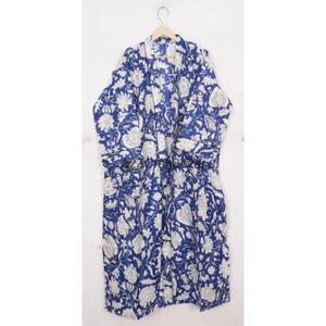 Kimono Hecho a Mano 100% Algodón con Estampado Floral, Ligero, para Verano, Spa, Baño, Informal, Romántico, Largo, para Dormir, Playa, Bikini - Product Image 1