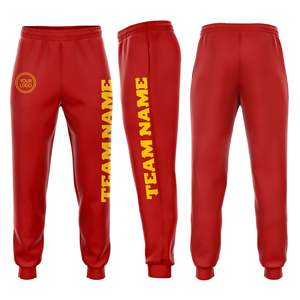 Pantalon de survêtement rouge pour homme, taille élastique, logo personnalisé, impression du nom de l'équipe, joggers décontractés, respirant, en polyester, pour l'automne - Product Image 3