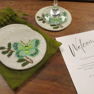Handmade <b>Beaded</b> <b>Coasters</b> Silk Embroidery Floral Design Artistic Seed Beads <b>Coaster</b> - Product Image 5