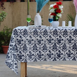 Printed Floral Cotton Linen <b>Tablecloth</b> Outdoor Classic Washable White Blue Pattern Durable Customizable <b>Square</b> <b>Tablecloth</b> - Product Image 2