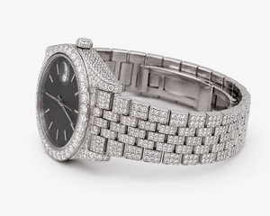 Montre personnalisée de luxe carrée en acier inoxydable allié, mouvement à quartz, verre saphir, étanche 10 bars, usage quotidien, entièrement sertie de diamants étincelants - Product Image 4