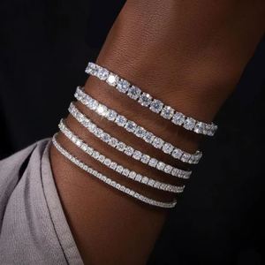 Pulsera de tenis de plata de ley con moissanita, chapada en oro, con dijes en forma de amantes, delicada, certificada, joyería de aniversario, para San Valentín, para él - Product Image 2