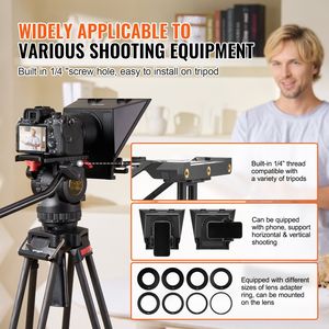 Teleprompter portatile da 8 pollici per Webcam e Smartphone apparecchiature essenziali di Live Streaming per lo Streaming in movimento - Product Image 5