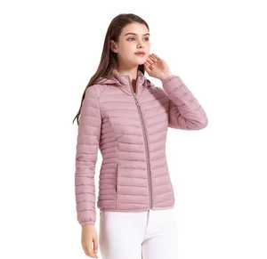 Hooded Puffer Jacket Women <b>Slim</b> Fit Zipper Closure Casual Windproof Autumn Polyester Wadding Thin Lightweight <b>Coat</b> - Product Image 1