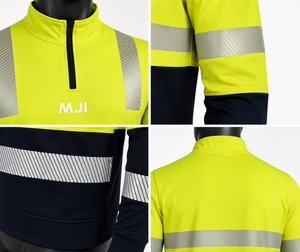 Sweat-shirt de travail haute visibilité personnalisé avec fermeture éclair 1/4, vêtements de sécurité réfléchissants, chemise de travail haute visibilité pour hommes, fabrication OEM ODM, vente en gros - Product Image 4