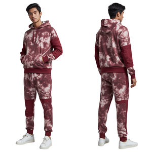<b>Mens</b> Acid Wash Distressed Tracksuit <b>Thermal</b> Patch Oversized Sweatsuit Premium Streetwear Blanks - Product Image 2