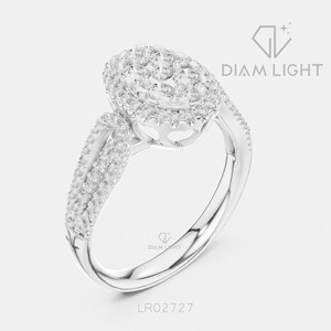 Bague de fiançailles de luxe en or blanc 14 carats avec diamant de laboratoire certifié IGI 0,823 carats, taille ronde, F+ VS+, pavé - Product Image 2